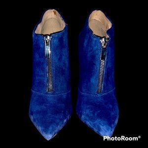 Suede Royal Blue Ankle Booties. BARELY WORN